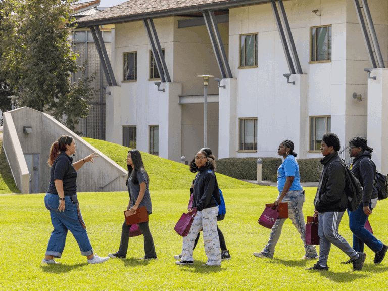 New students on a campus tour